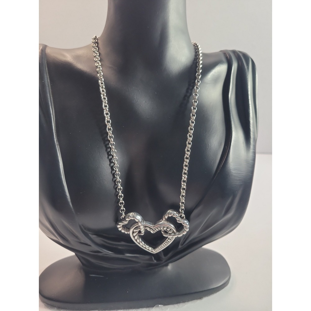 Brighton Silver Plated Interlocking Open Heart Pendant Necklace - Picture 3 of 13